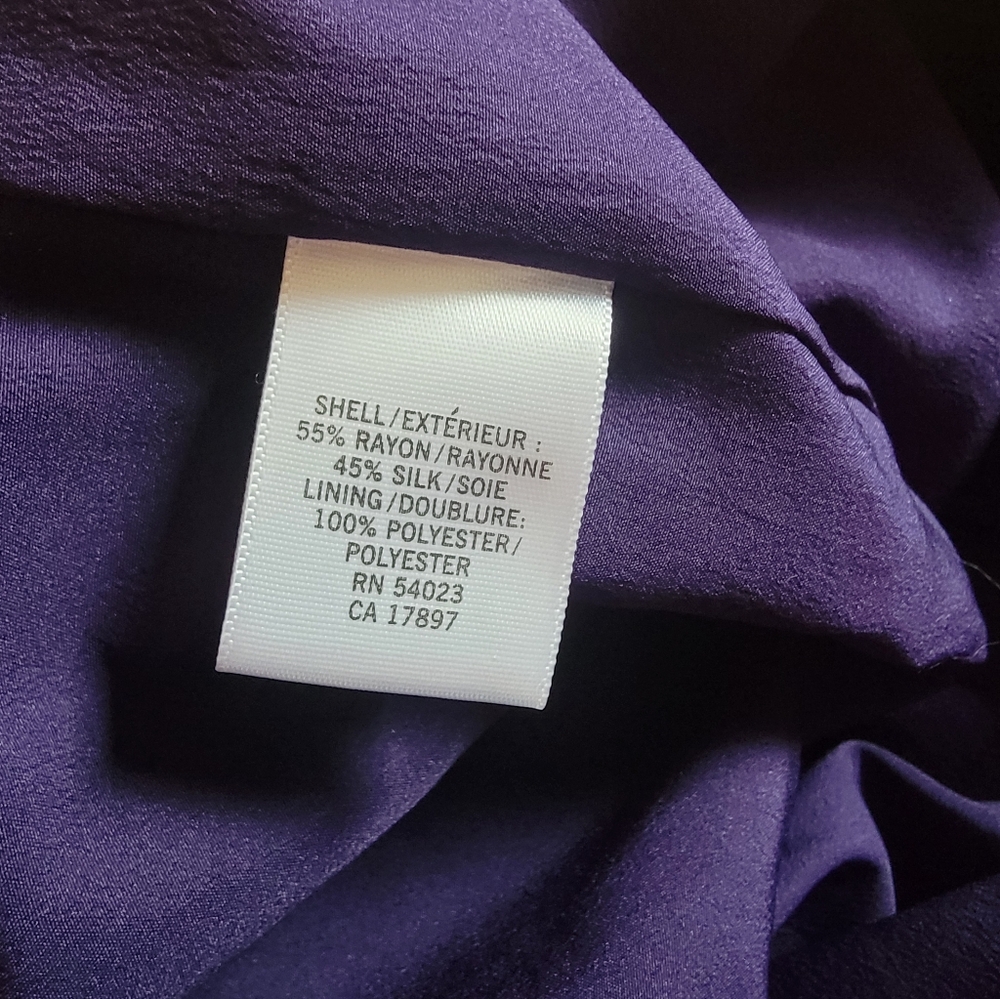 Banana Republic Purple And Navy Floral Patterned Silk Dress - Picture 8 of 9